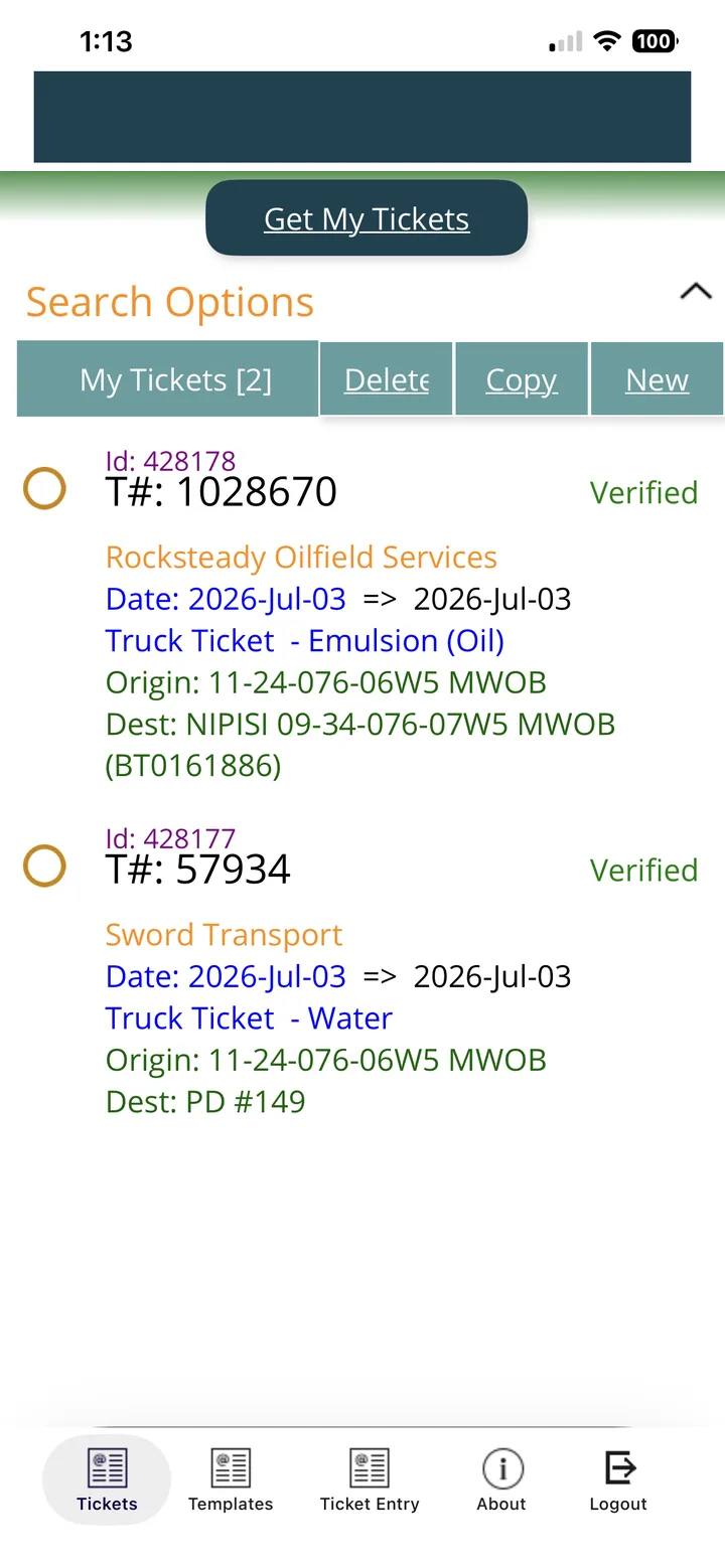 OpsTICKETSm ticket list